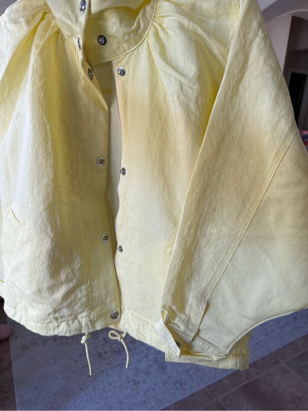 Anthropologie Pale Yellow Utility Hooded Jacket